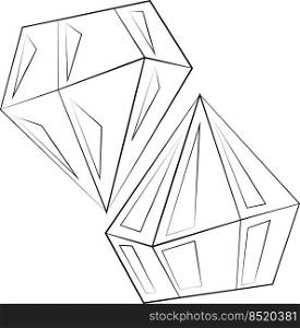 Single element Diamond. Draw illustration black and white