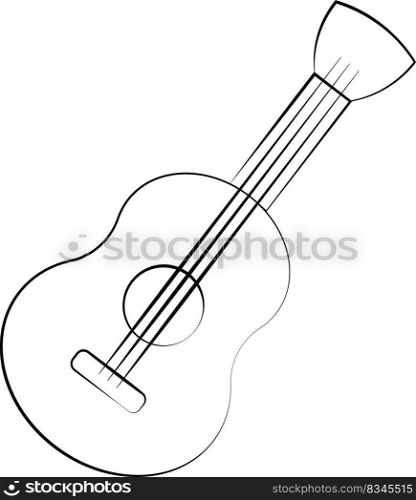 Single element Guitar. Draw illustration in black and white