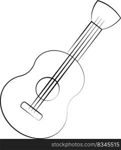Single element Guitar. Draw illustration in black and white