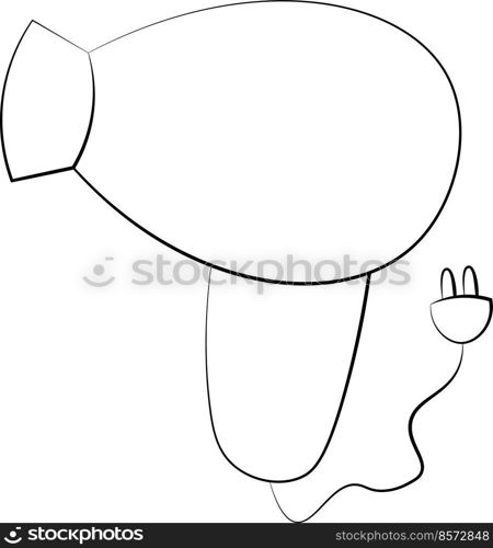 Single element Hairdryer. Draw illustration in black and white