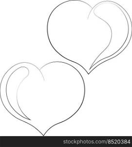 Single element Heart. Draw illustration black and white