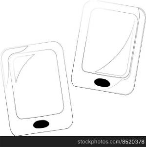 Single element Mobile phone. Draw illustration in black and white