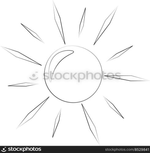 Single element Sun. Draw illustration black and white