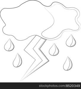 Single element Thunderstorm. Draw illustration in black and white