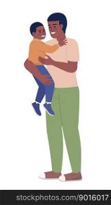 Single father carrying happy toddler boy semi flat color vector characters. Editable figures. Full body people on white. Simple cartoon style spot illustration for web graphic design and animation. Single father carrying happy toddler boy semi flat color vector characters