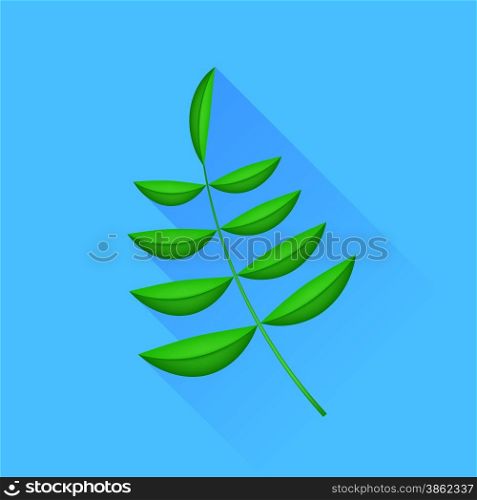 Single Fresh Green Leaf Isolated on Blue Background.. Green Leaf