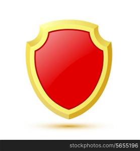 Single, isolated on white background red shield. Vector illustration.