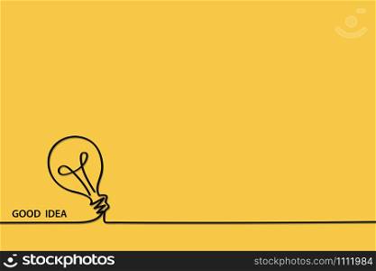 Single lamp idea ideas Bright Business Concept Vector bulb light education icon Big Bulbs Electric Enery fun Funny FAQ FAQs Brilliant Lightbulb signs doodle brain on yellow