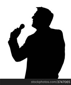 Single Male Opera Singer with Microphone Silhouette