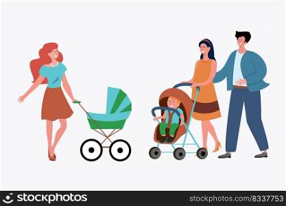 Single mother and married couple with child. Love, togetherness, children flat vector illustration. Family and parenting concept for banner, website design or landing web page