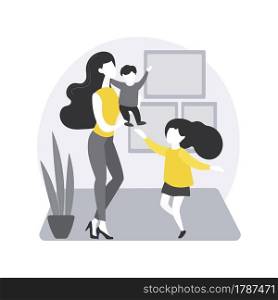 Single parent abstract concept vector illustration. Single-person adoption, mom with son, income support benefits, without spouse, children care, raising alone, parenthood abstract metaphor.. Single parent abstract concept vector illustration.