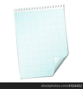 Single piece of paper with graph grid with blue mesh