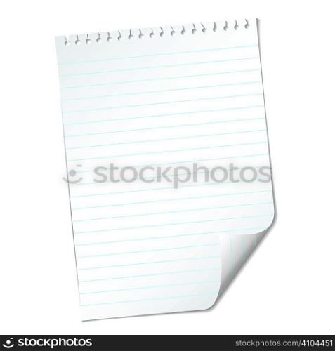 single piece of White note pad paper with ripped holes