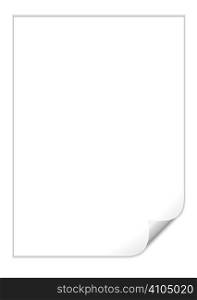 Single piece of white paper with a corner curl