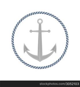 Single realistic shiny steel anchor with rings and shadow on white background isolated vector illustration. Single realistic shiny steel anchor with rings and shadow on white background isolated vector illustration.