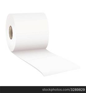 single roll of white rolled toilet paper with room for text