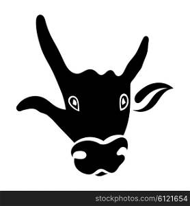 Single silhouette of a bull&apos;s head isolated on white background. Hand gesture. Vector illustration.