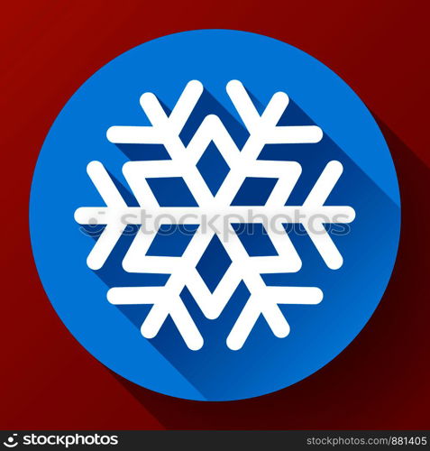 Single snowflake icon, flat snow icon flat style. Single snowflake icon, flat snow icon flat style.