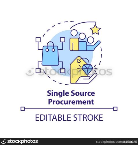 Single source procurement concept icon. Purchasing strategy ex&le abstract idea thin line illustration. Supply chain. Isolated outline drawing. Editable stroke. Arial, Myriad Pro-Bold fonts used. Single source procurement concept icon