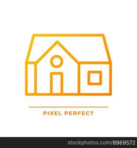 Single story house pixel perfect gradient linear vector icon. Compact home for one family. Detached building. Thin line color symbol. Modern style pictogram. Vector isolated outline drawing. Single story house pixel perfect gradient linear vector icon