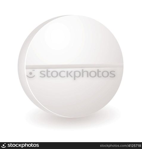 Single white round illustration of a pill or antibiotic