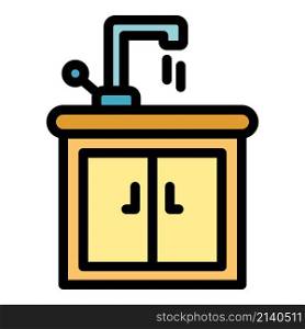 Sink cabinet icon. Outline sink cabinet vector icon color flat isolated. Sink cabinet icon color outline vector