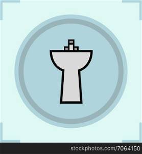 Sink color icon. Washbasin. Ceramic washstand.Isolated vector illustration. Sink color icon