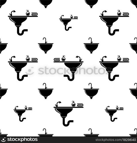 Sink Icon Seamless Pattern, Water Sink Icon, Kitchen Sink Icon Vector Art Illustration