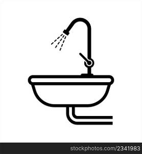 Sink Icon, Water Sink, Hand Basin, Kitchen Sink, Sinker, Washbowl, Plumbing Fixture For Washing Dishwashing, Hand Vector Art Illustration