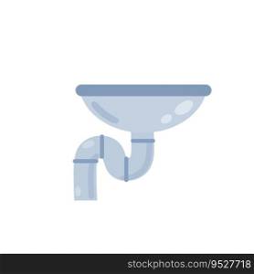 Sink. Kitchen and bath element. Sewage system.Iron washbasin. Water pipe. Cartoon flat illustration.. Sink. Kitchen and bath element. Sewage system.