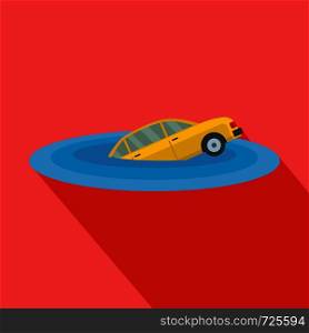Sinking car icon. Flat illustration of sinking car vector icon for web. Sinking car icon, flat style