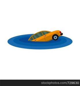 Sinking car icon. Flat illustration of sinking car vector icon for web. Sinking car icon, flat style