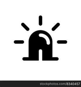 Siren black glyph ui icon. Emergency vehicle lighting. Warning signal. Ambulance. User interface design. Silhouette symbol on white space. Solid pictogram for web, mobile. Isolated vector illustration. Siren black glyph ui icon