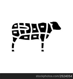 sirloin cow meat glyph icon vector. sirloin cow meat sign. isolated contour symbol black illustration. sirloin cow meat glyph icon vector illustration