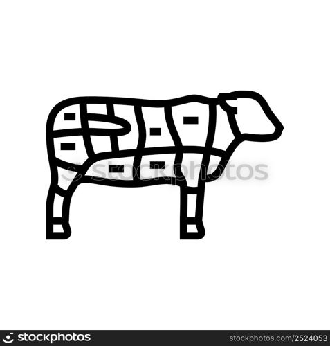 sirloin cow meat line icon vector. sirloin cow meat sign. isolated contour symbol black illustration. sirloin cow meat line icon vector illustration