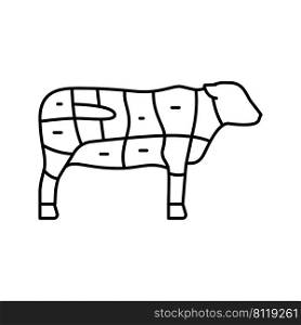 sirloin cow meat line icon vector. sirloin cow meat sign. isolated contour symbol black illustration. sirloin cow meat line icon vector illustration