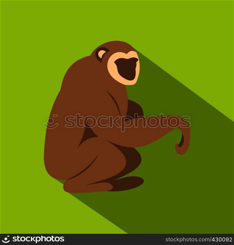 Sitting monkey icon. Flat illustration of sitting monkey vector icon for web. Sitting monkey icon, flat style