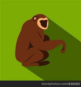 Sitting monkey icon. Flat illustration of sitting monkey vector icon for web. Sitting monkey icon, flat style