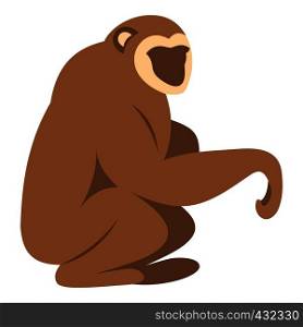 Sitting monkey icon flat isolated on white background vector illustration. Sitting monkey icon isolated