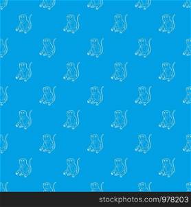 Sitting monkey pattern vector seamless blue repeat for any use. Sitting monkey pattern vector seamless blue
