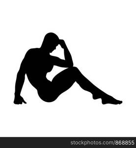 Sitting Pose Man Silhouette. Very smooth and detailed. Vector illustration.