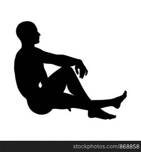 Sitting Pose Man Silhouette. Very smooth and detailed. Vector illustration.