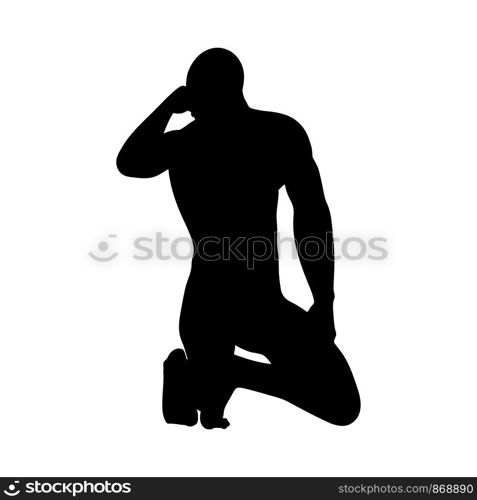 Sitting Pose Man Silhouette. Very smooth and detailed. Vector illustration.