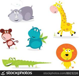 Six cute safari animals vector image