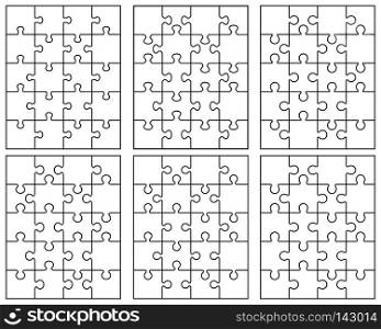 Six different white puzzles