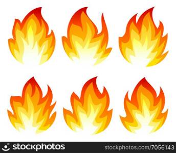 Six fire icon. Six simple fire icon on white background