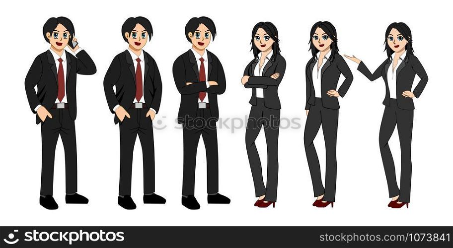 Six images of business men and women with white background.