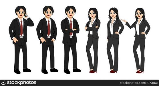 Six images of business men and women with white background.