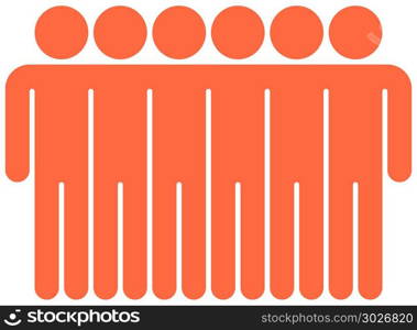 Six Man Sign People Icon. Use it in all your designs. Six men stands with his hands down. Quick and easy recolorable shape. Vector illustration a graphic element