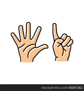 six number hand gesture color icon vector. six number hand gesture sign. isolated symbol illustration. six number hand gesture color icon vector illustration